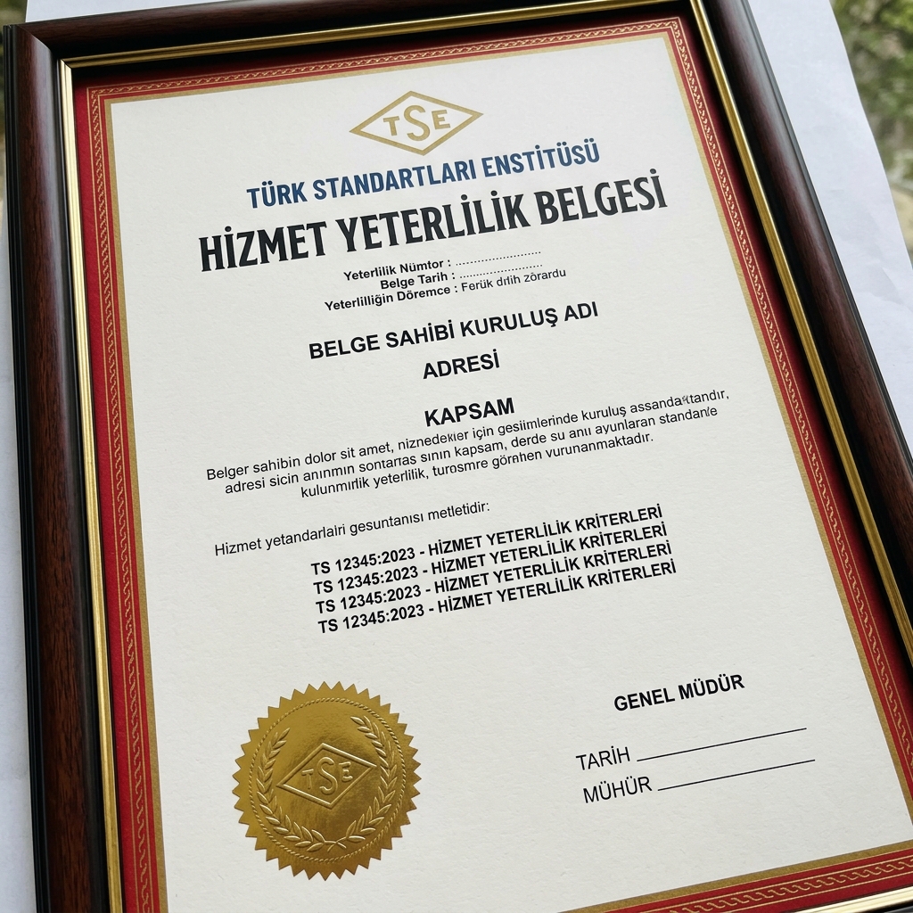 Türk Standartları Enstitüsü Alde Group TSE Hizmet Yeterlilik Belgesi TS 8358